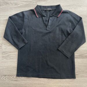 Gucci black 3/4 long sleeve polo shirt